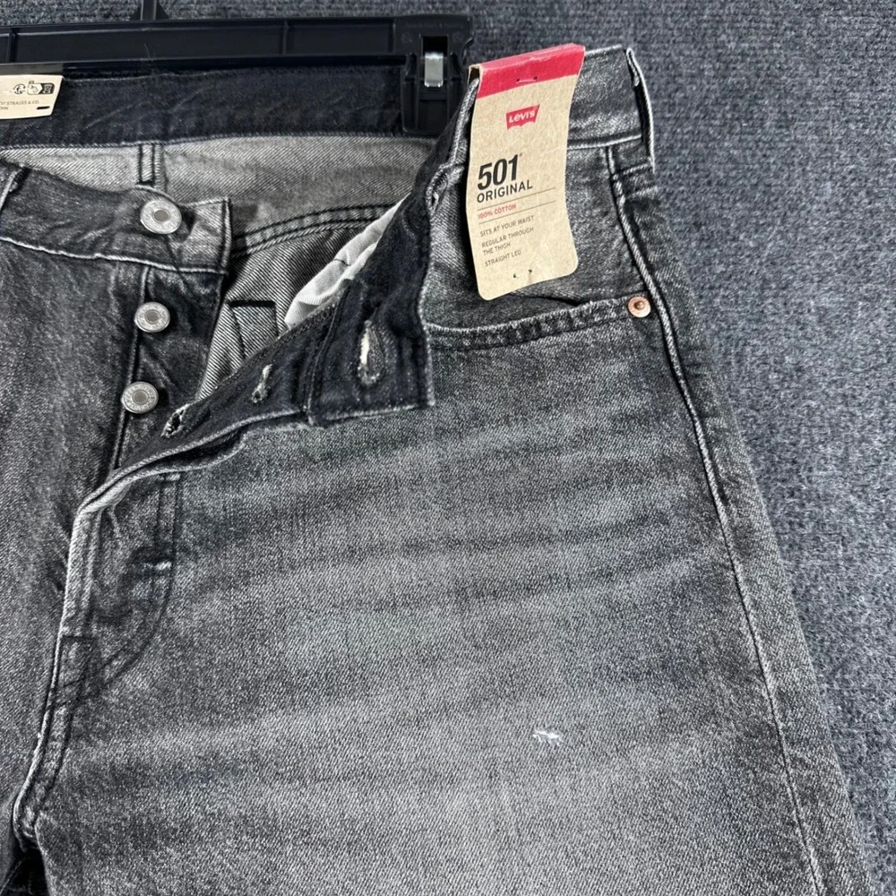 Levi's 501 Original Jeans Mens 34x29 Gray Washed Distressed Straight Leg NWT